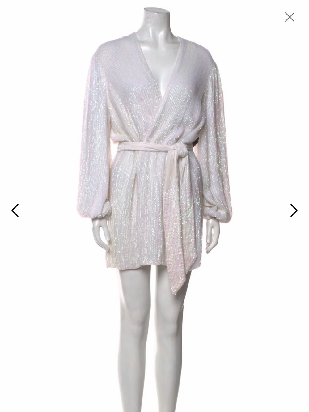 Retrofete Ivory Sequin Mini Wrap Dress